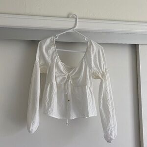 White Cropped Flowy Blouse